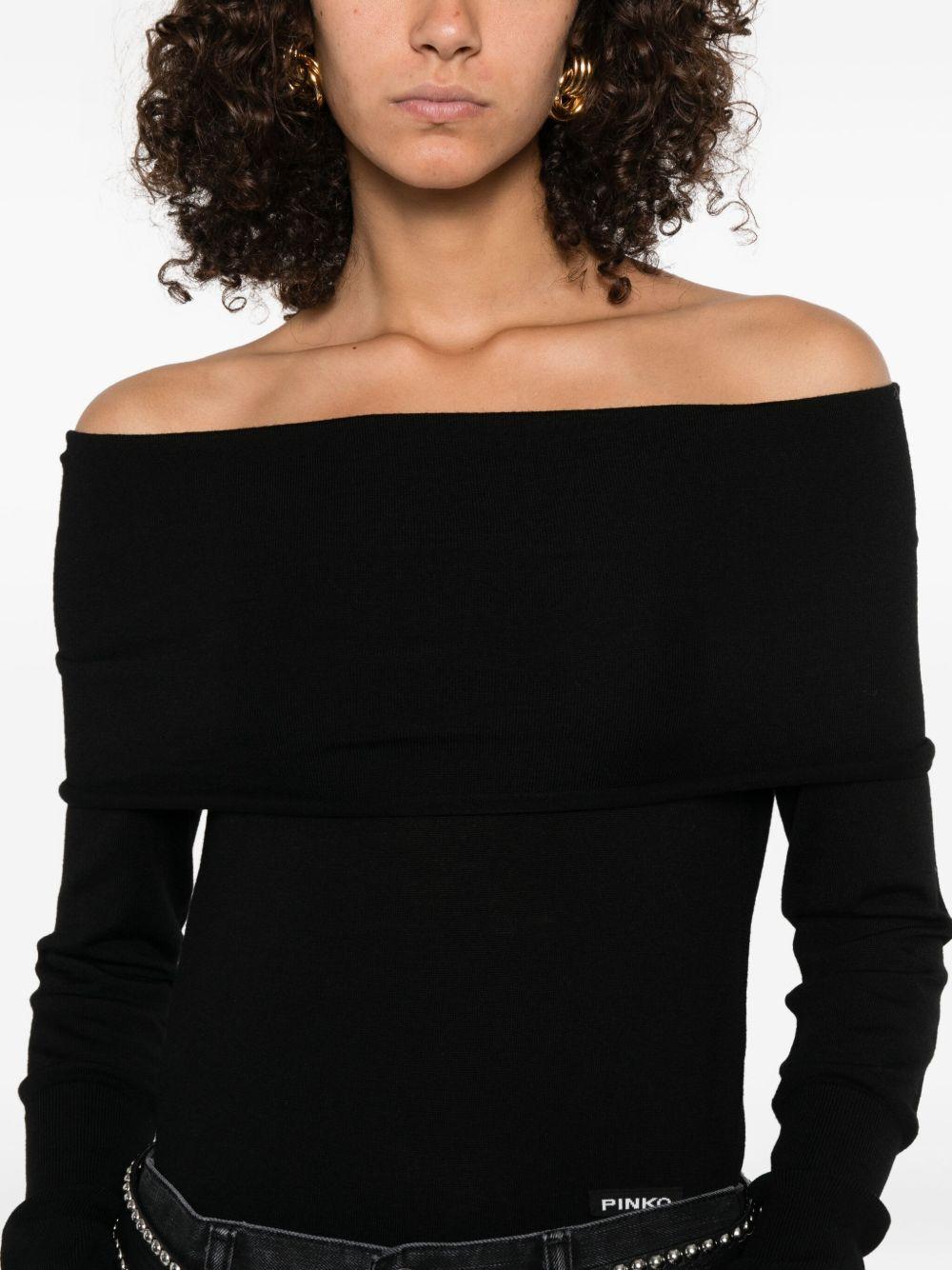Top nero con spalle scoperte 105416A2PU Z99 PINKO