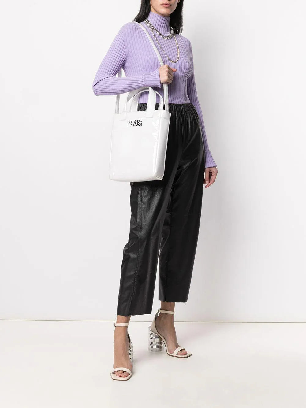 Borsa bianca/gialla plastificata logo numerico - Preludio Moda