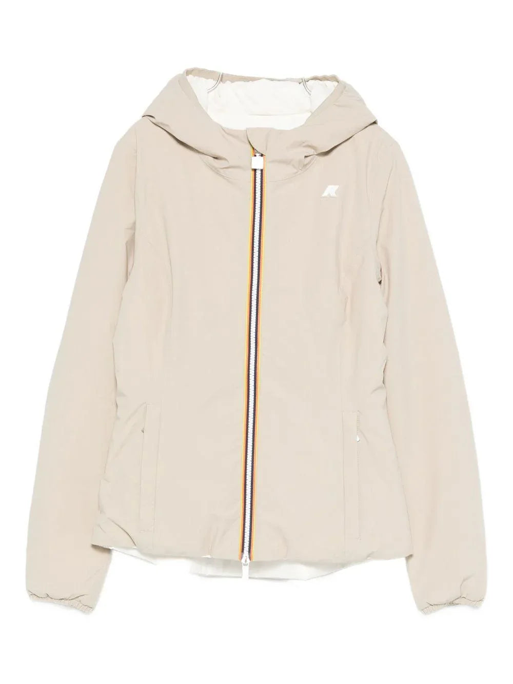 Giacca Lily beige/bianco con zip e cappuccio - Preludio Moda