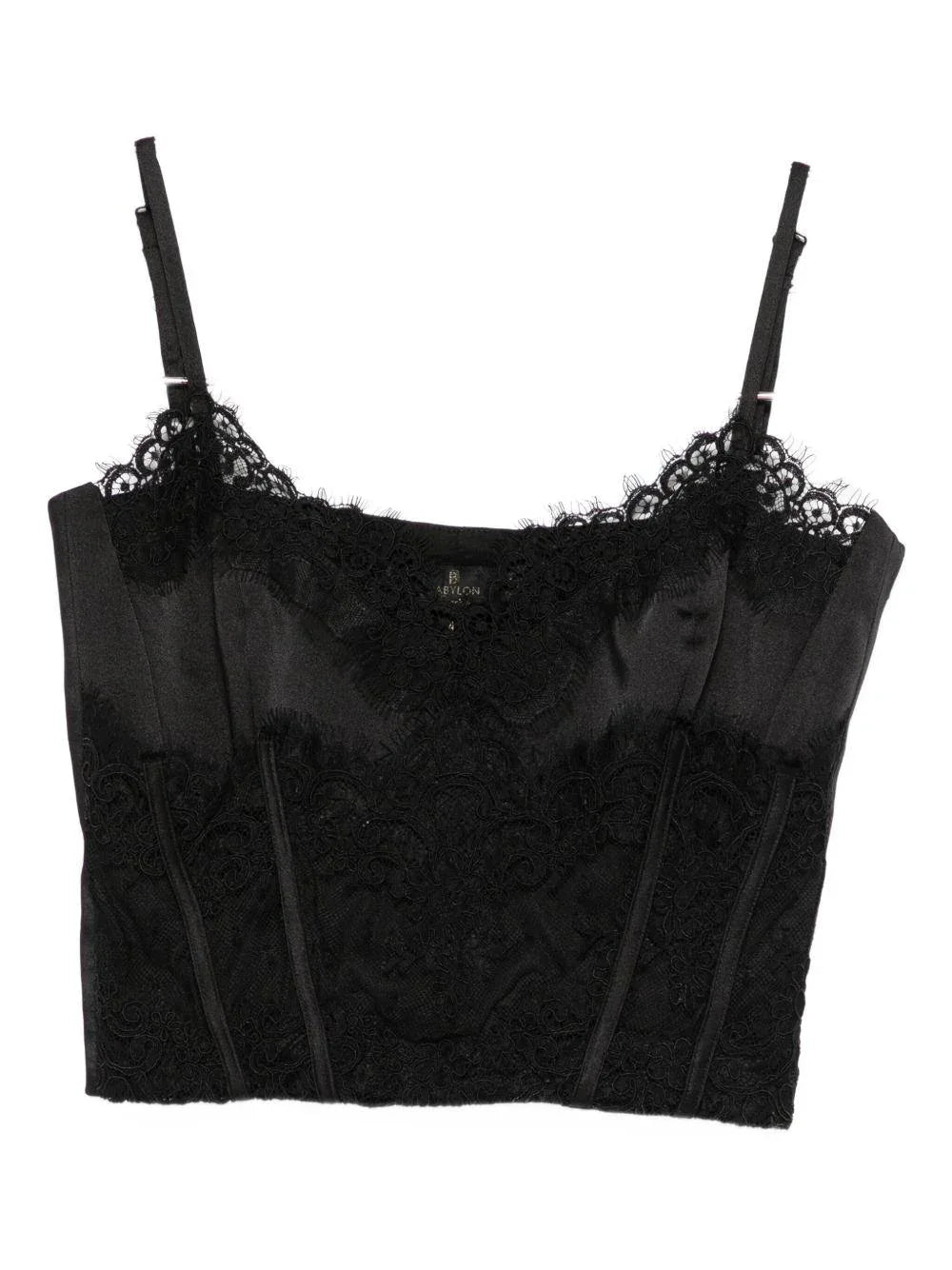 Top Corto con Inserti in Pizzo Floreale - Preludio Moda