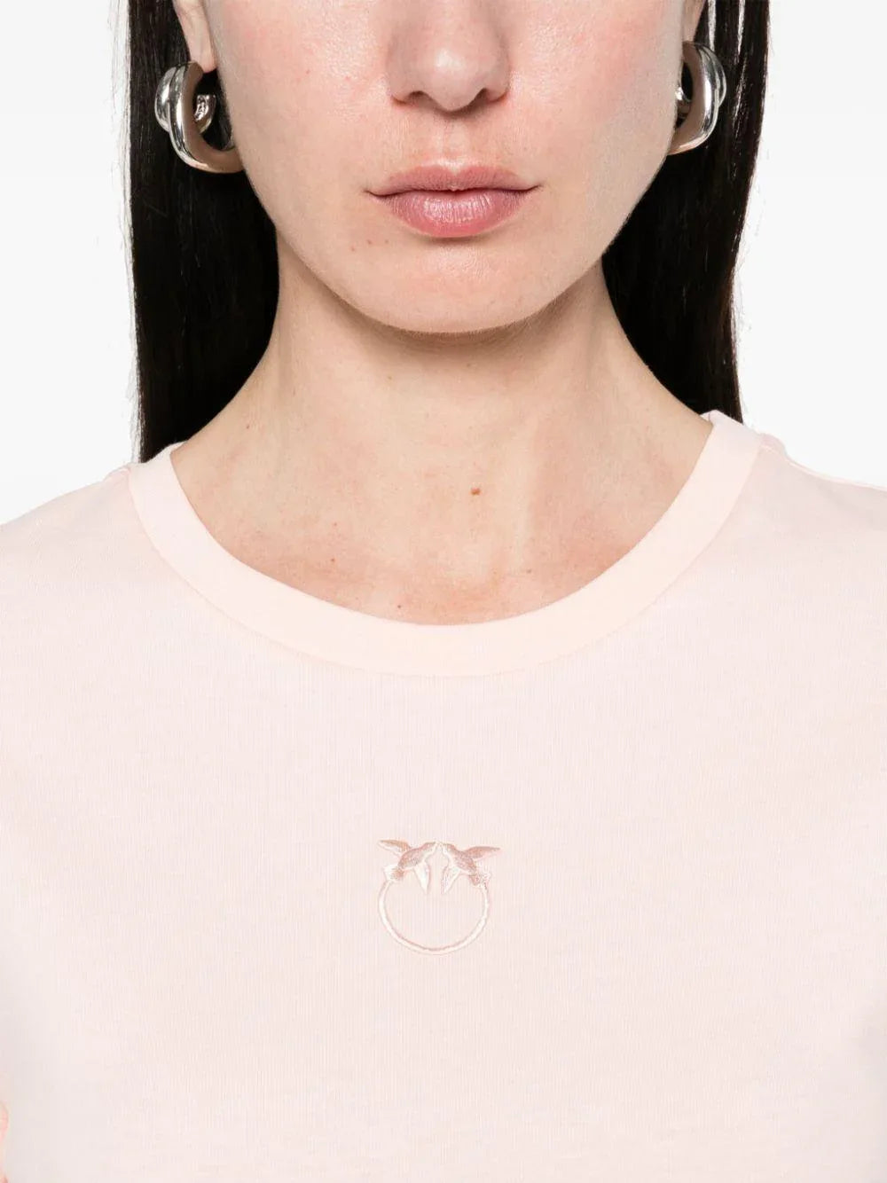 T-shirt rosa ricamo Love Birds - Preludio Moda