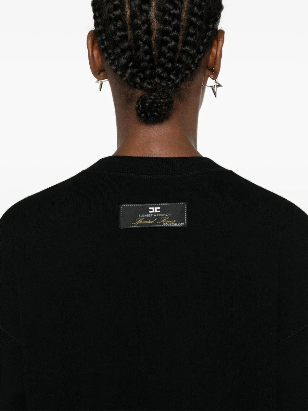 Felpa nera cropped logo monogram ricamo - Preludio Moda