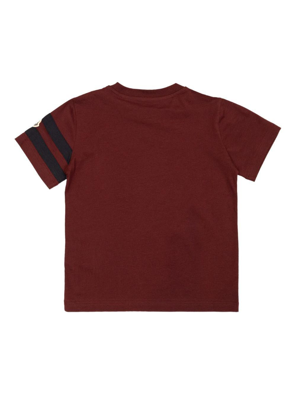 T-shirt Bordeaux con Monogramma Varsity K29548C0000389AFV 468 MONCLER KIDS