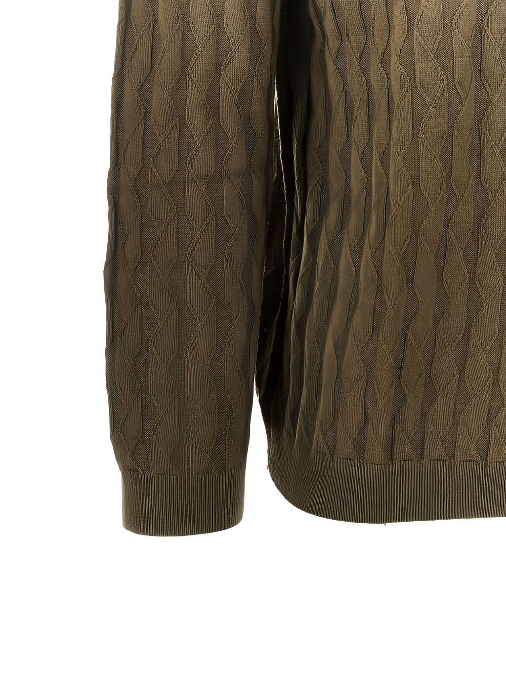 Maglione verde a collo rotondo con orlo e polsini a coste EM003507AF14854 U7001 EMPORIO ARMANI