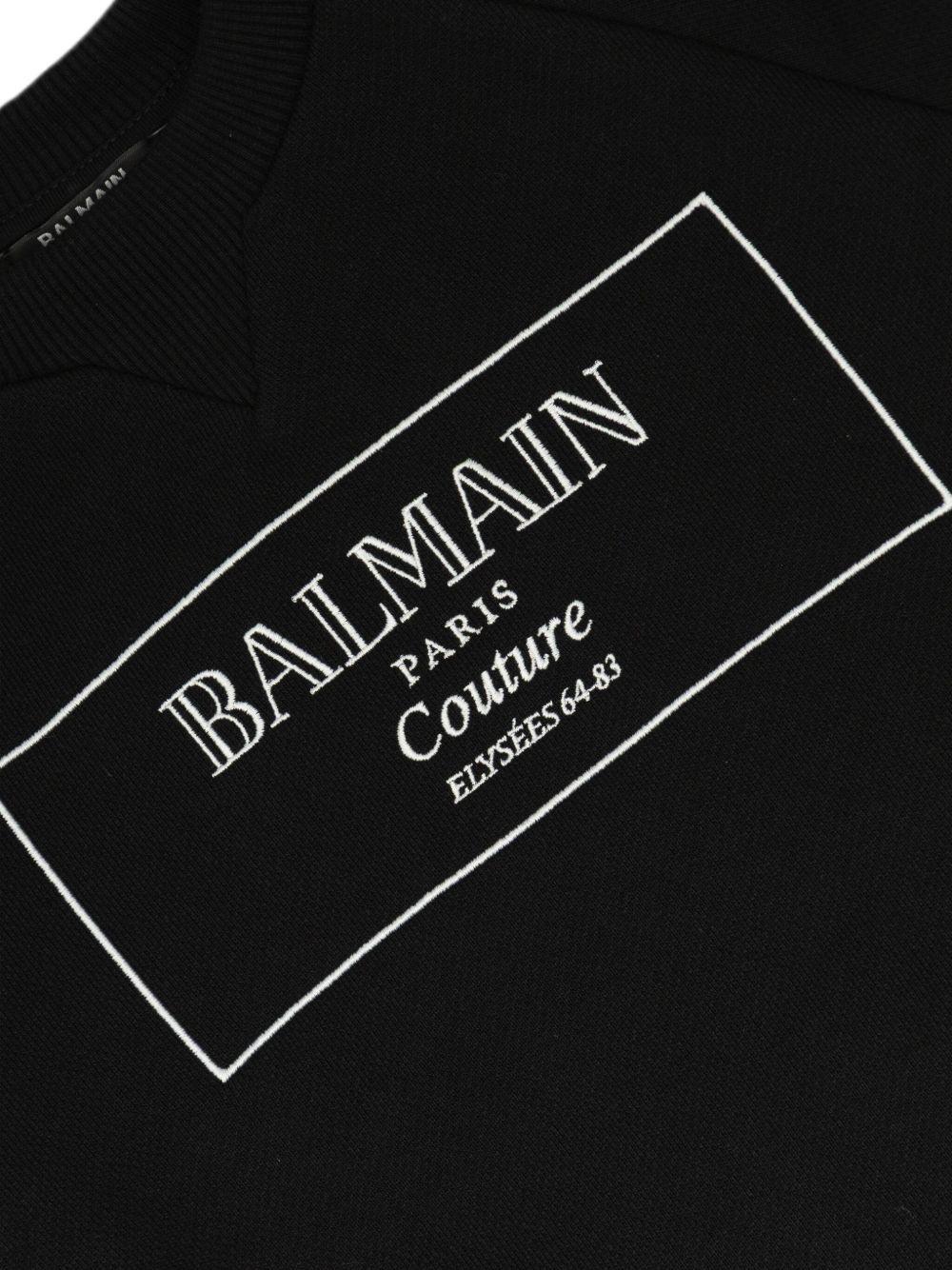 Felpa Nera con Logo Ricamato BX4P80Z3183 930BC BALMAIN KIDS