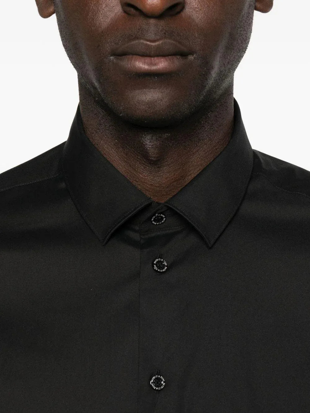 Camicia nera slim con colletto a punta - Preludio Moda