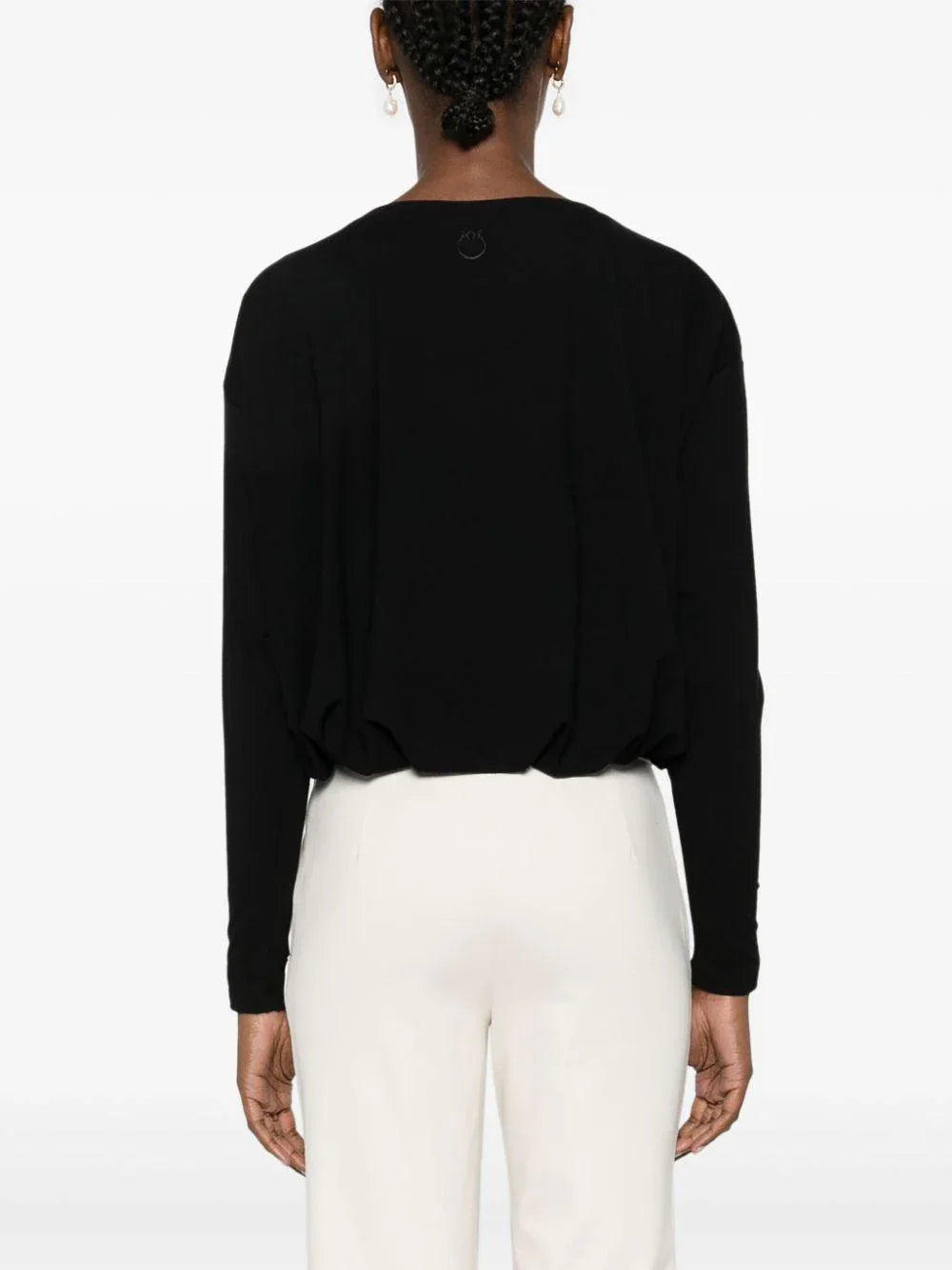 Maglia orlo drappeggiato nera - Preludio Moda