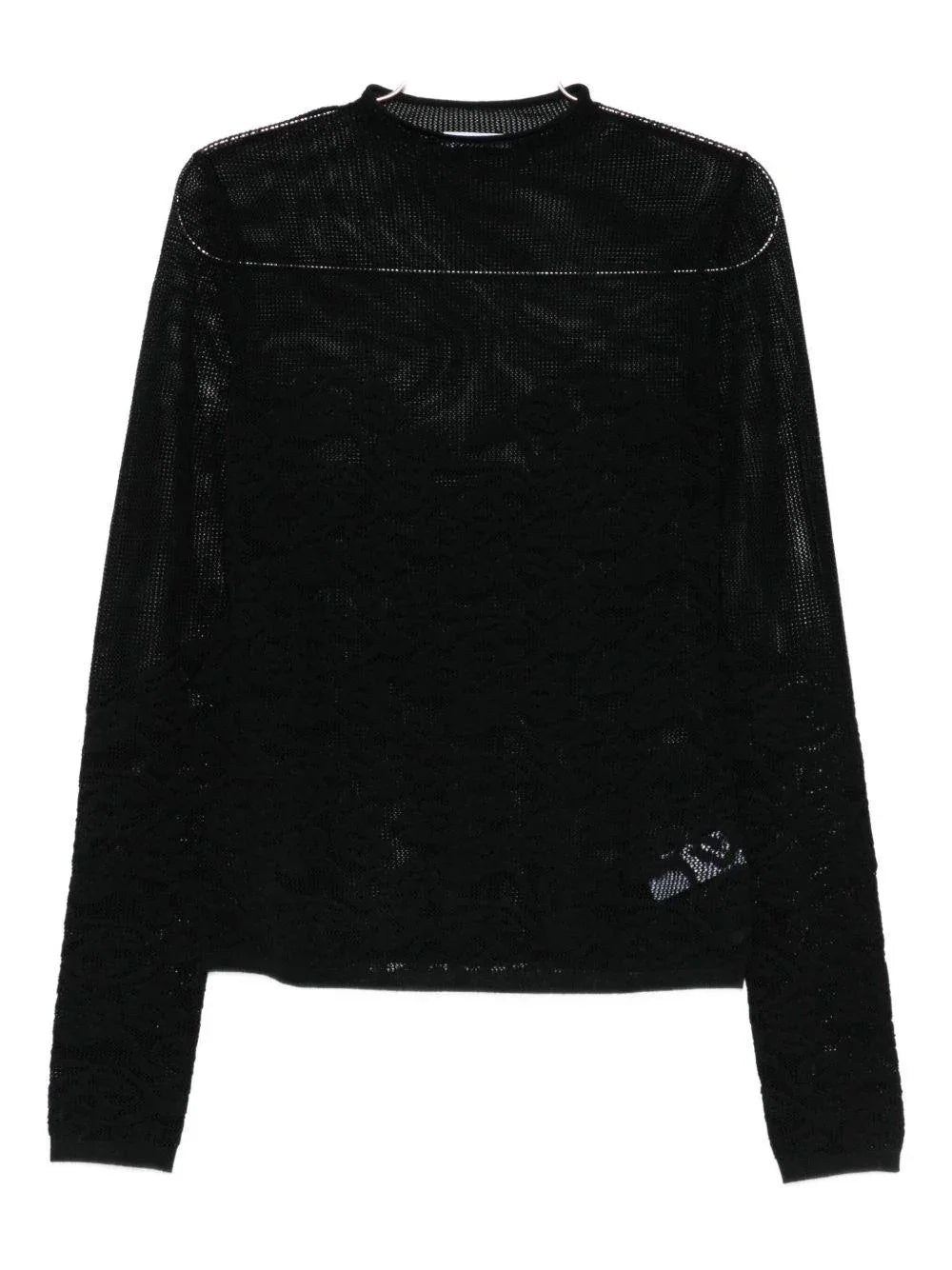 Maglione nero a maniche lunghe con girocollo - Preludio Moda