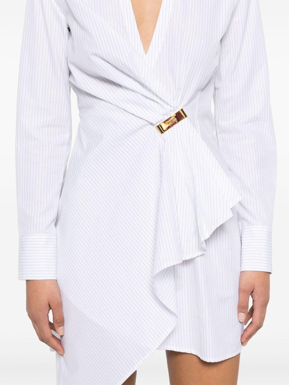 Abito bianco gessato asimmetrico AB72551E2 DL6 ELISABETTA FRANCHI