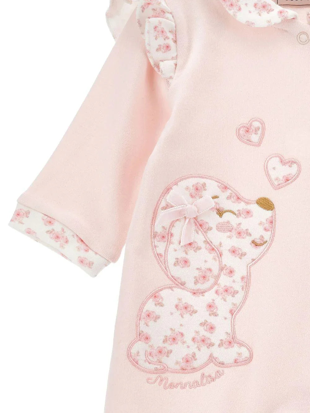 Babygrow rosa ricamato con logo - Preludio Moda