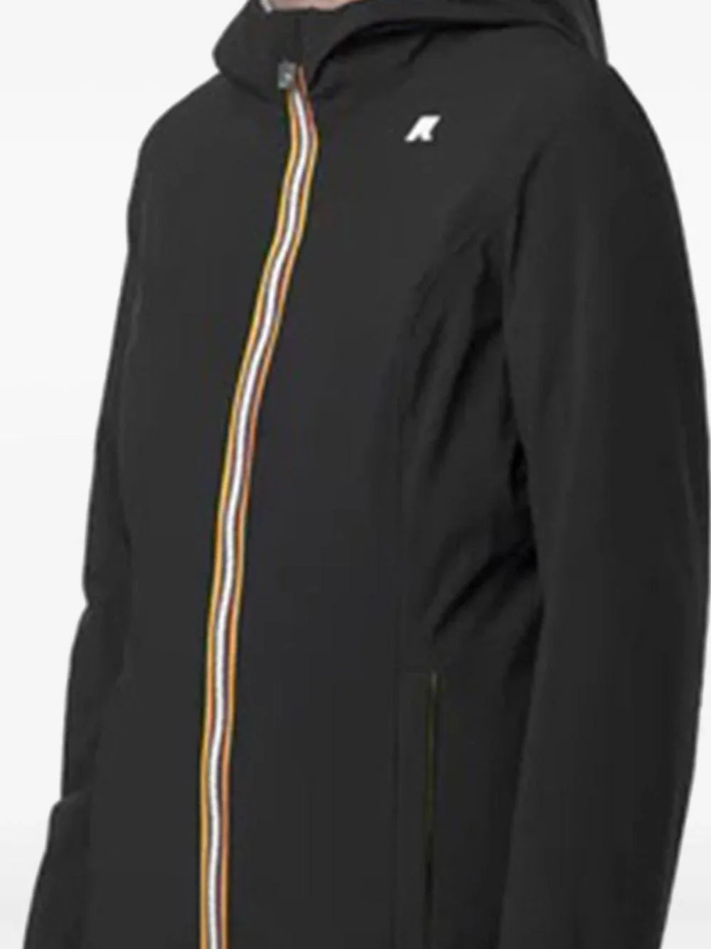 Cappotto nero con cappuccio e zip a doppio cursore - Preludio Moda