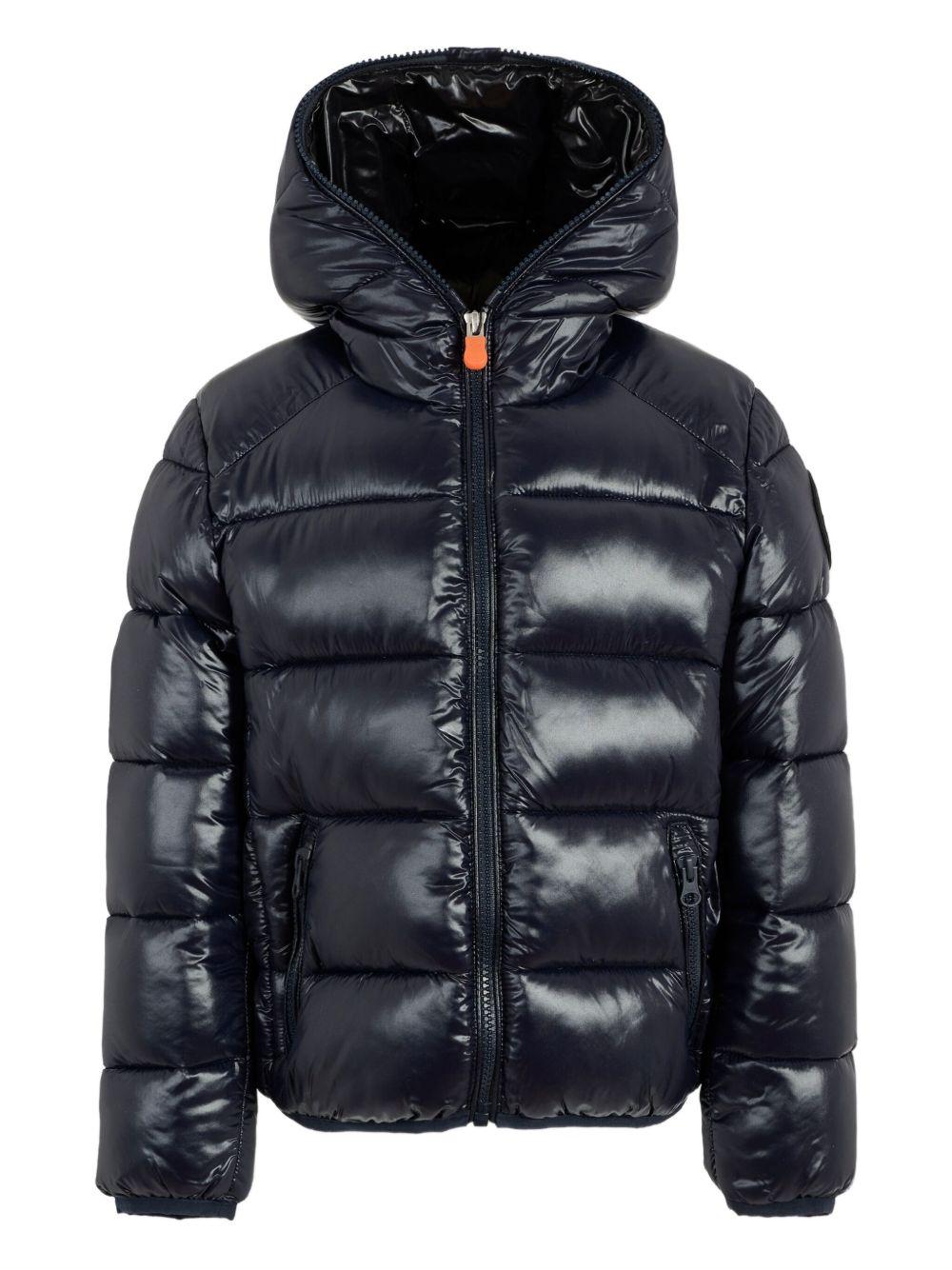 Giacca nera design trapuntato con zip cappuccio J31280BLOVE21 90010 SAVE THE DUCK KIDS