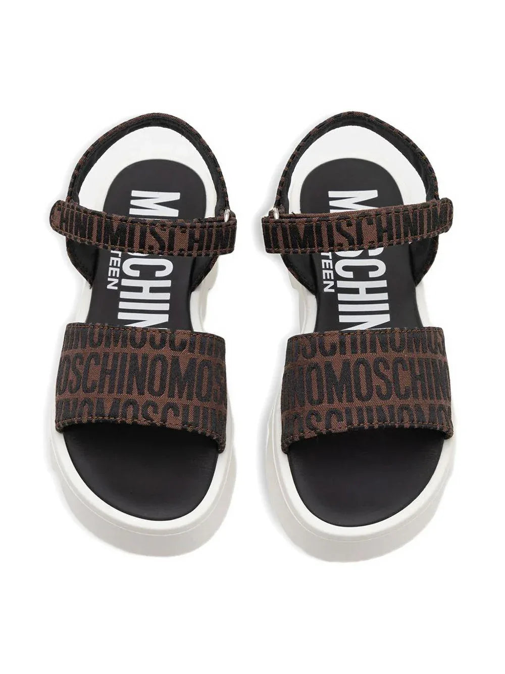 Sandalo marrone logo all-over - Preludio Moda