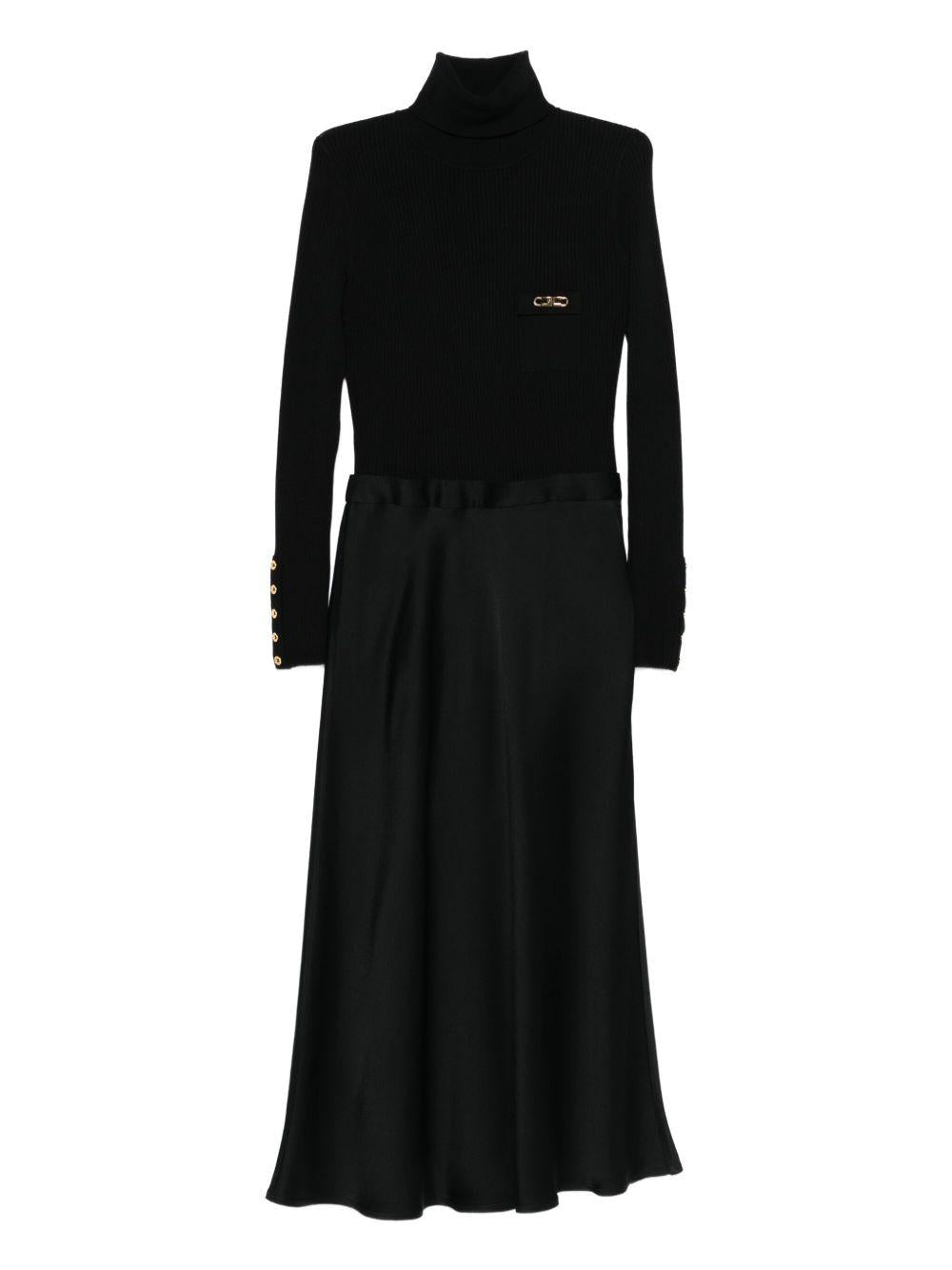 Abito Midi con Placca Logo Nero - Preludio Moda