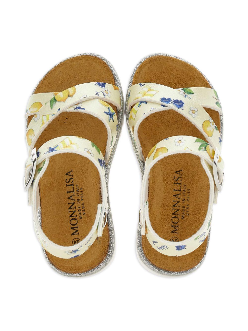 Sandali con fibbia stampa floreale 8CG0087702 0014 MONNALISA KIDS