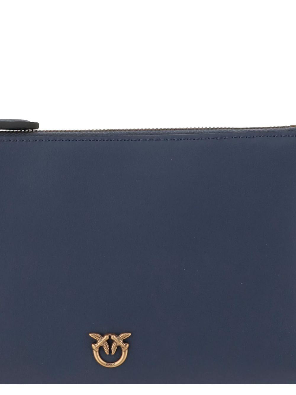 Borsa a tracolla blu/oro con zip e tracolla staccabile 104277A0F1 G08Q PINKO