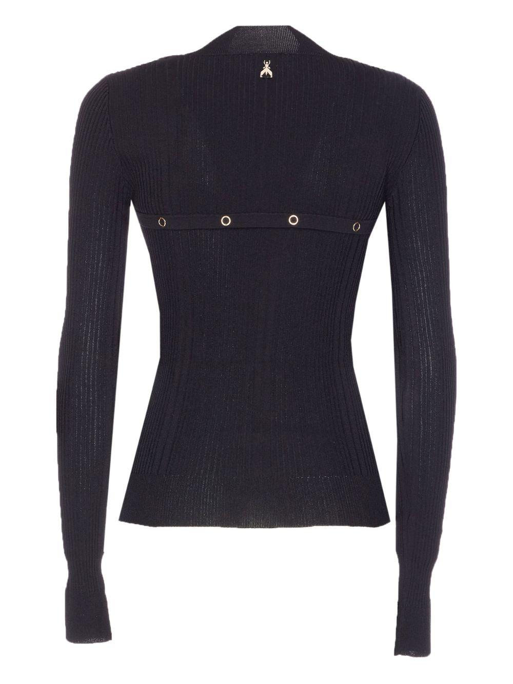 Top nero a coste con bottoni oro 8K0329K280 K103 PATRIZIA PEPE