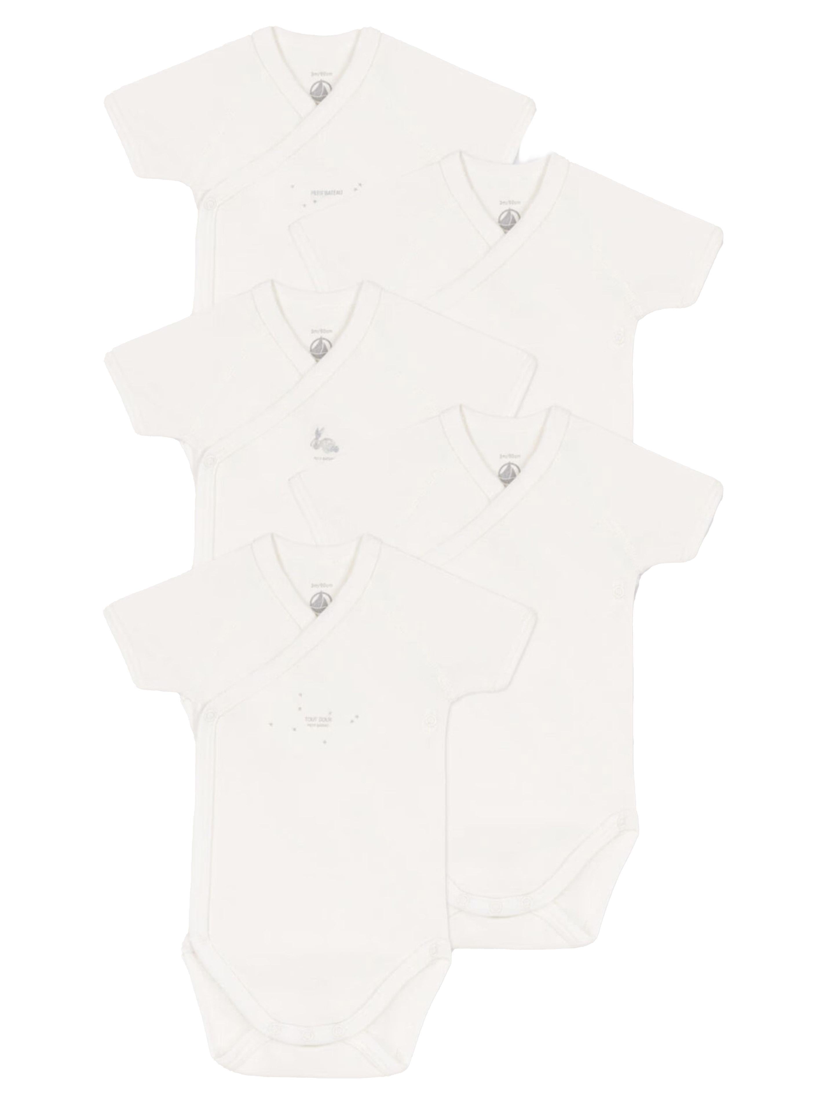 Set body bianco con mini fantasia (5pz) A0AV3 00 PETIT BATEAU KIDS