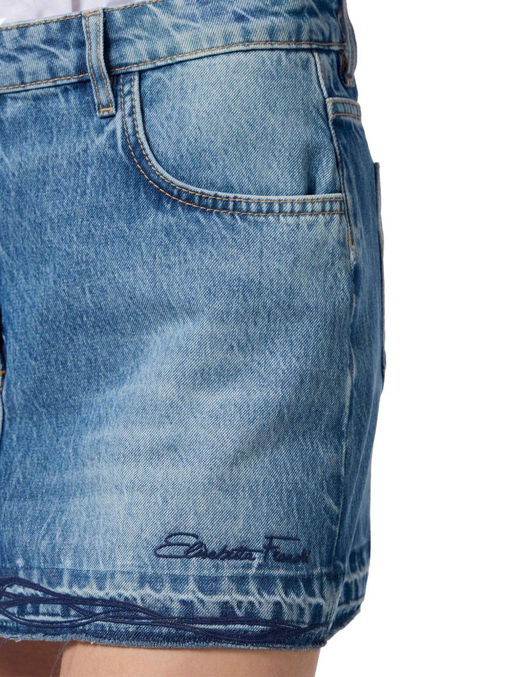 Minigonna in denim con ricamo floreale - Preludio Moda