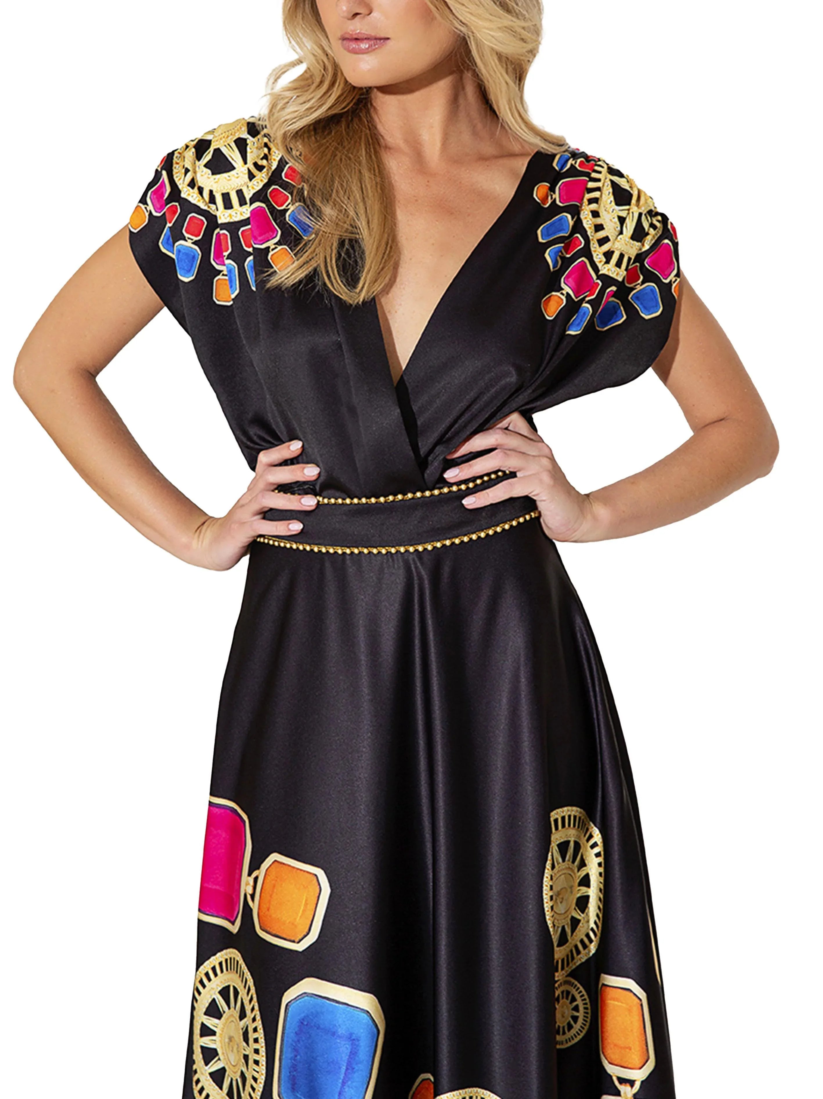 Blusa nera con fantasia - Preludio Moda