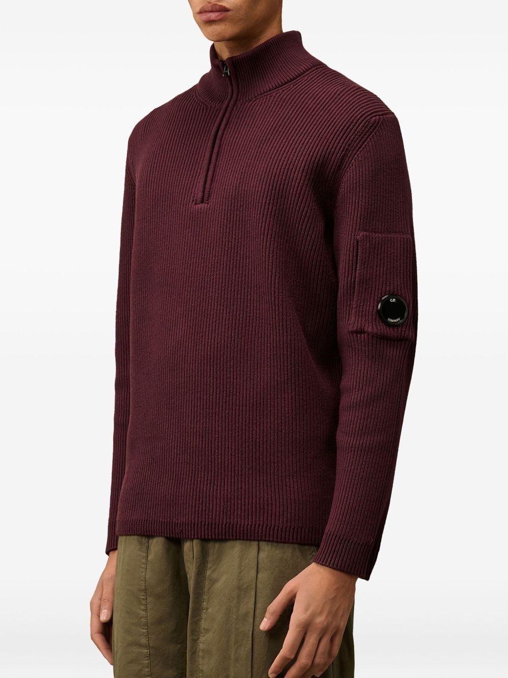 Maglione a coste viola mezza zip 17CMKN185A006608A 790 CP COMPANY