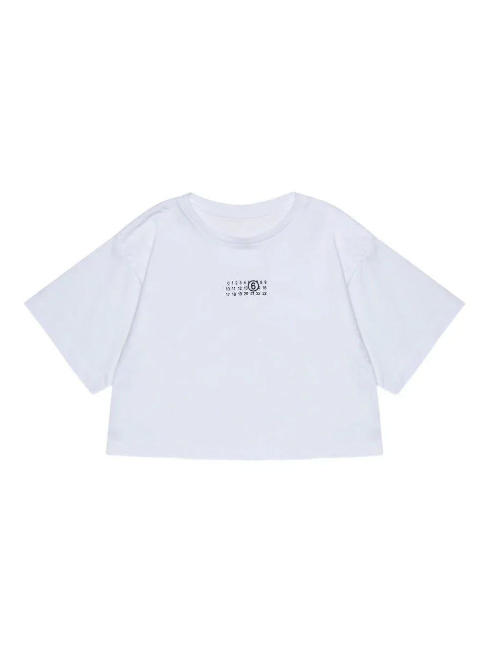 T-shirt bianca con stampa logo e scollo rotondo - Preludio Moda