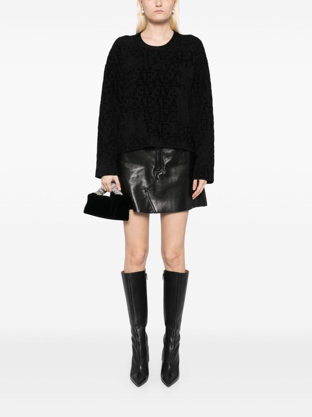 Maglione nero logo monogram all-over
