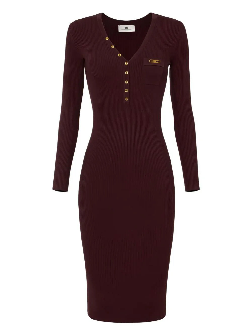 Abito Midi a Coste Rosso Merlot - Preludio Moda