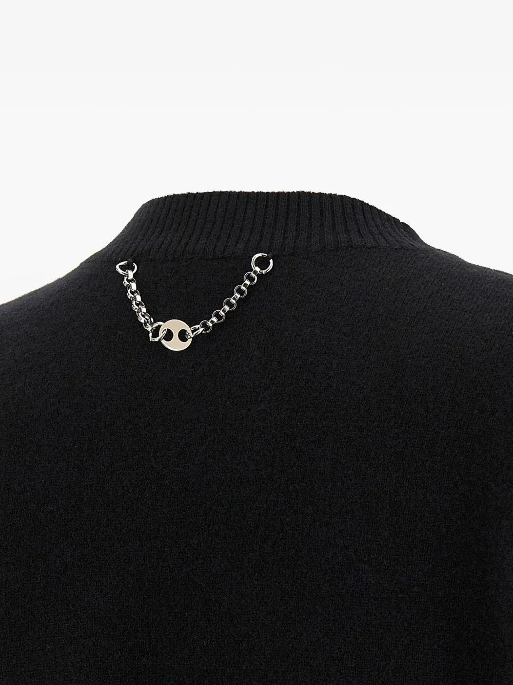 Maglione nero girocollo con dettagli bottoni - Preludio Moda