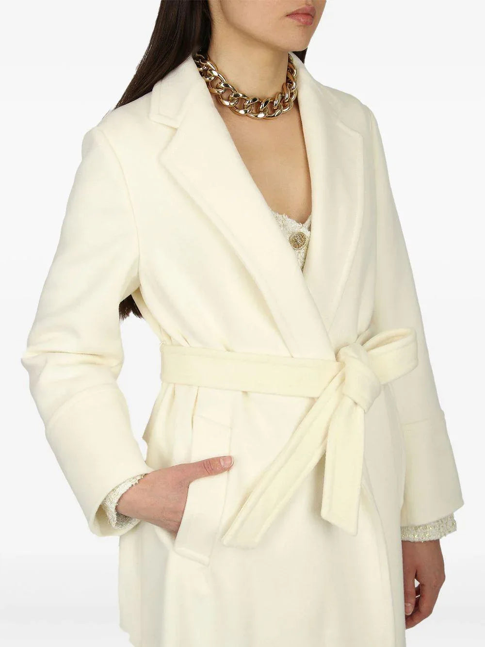 Cappotto Donna panna con cintura - Preludio Moda