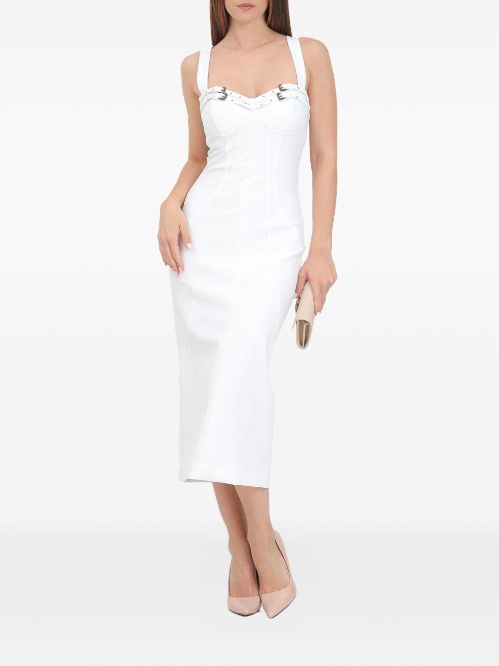 Abito bianco scollo con fibbie baroque 77HAO935N0394 003 VERSACE JEANS