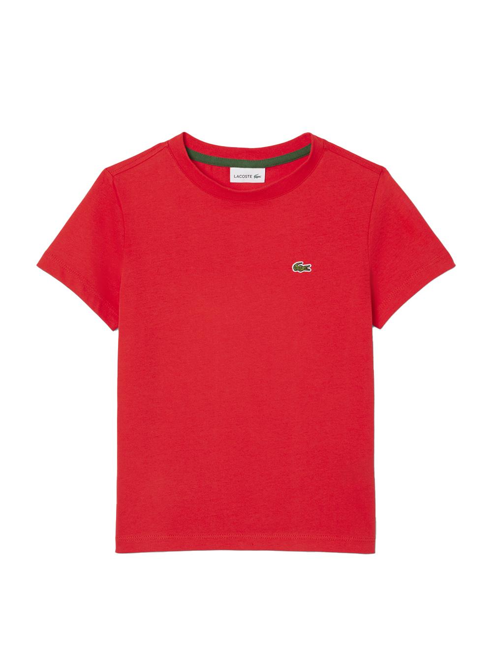 T-shirt rossa mini logo ricamo - Preludio Moda