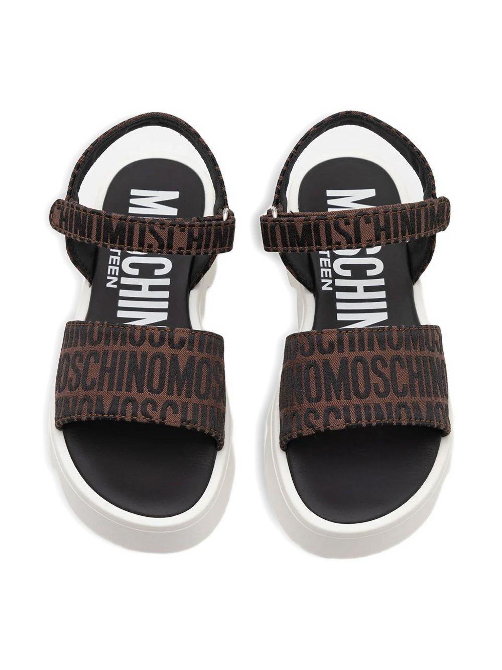 Sandalo marrone logo all-over 80530 01 MOSCHINO KIDS