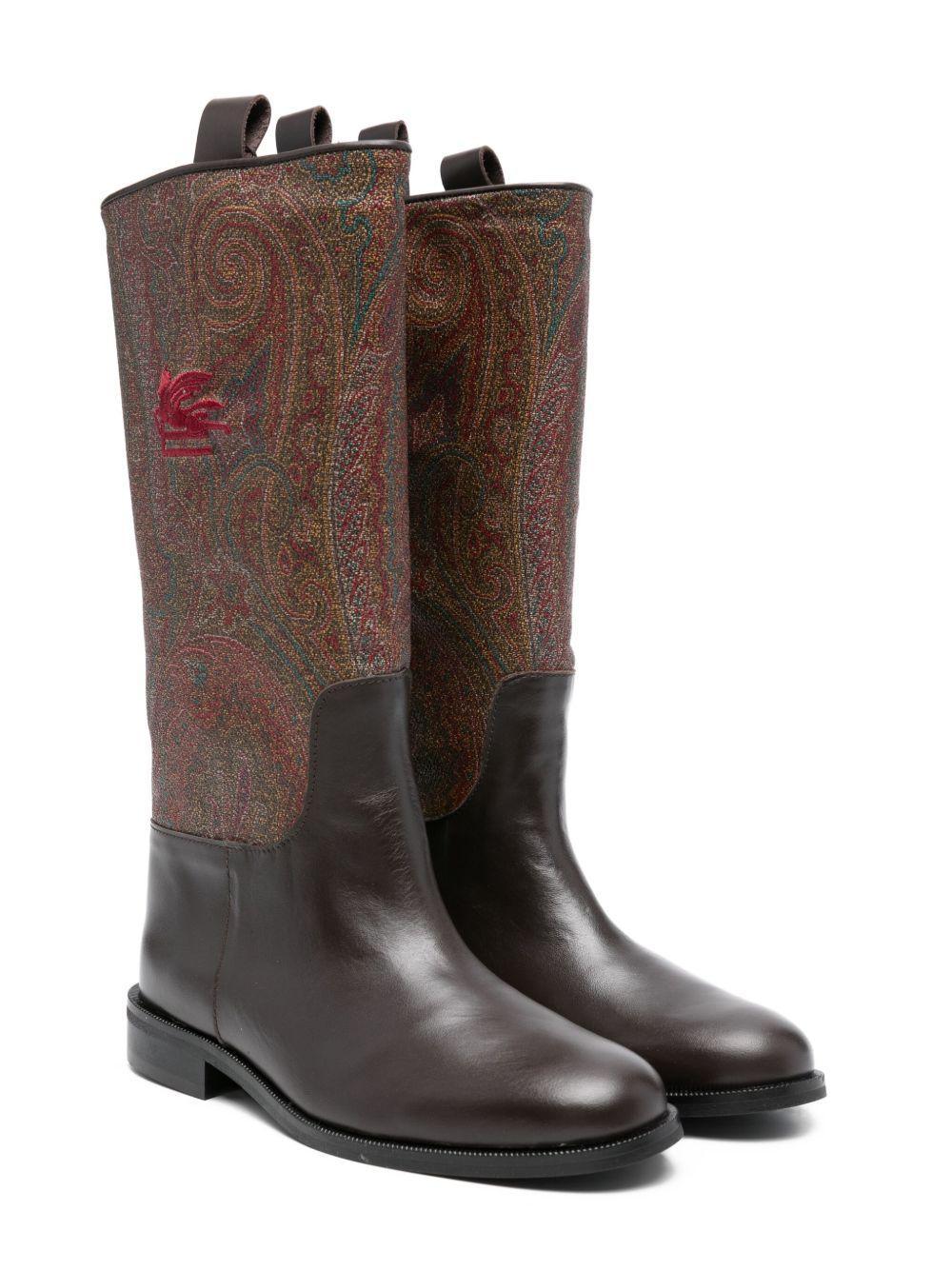 Stivali marroni in pelle Paisley - Preludio Moda