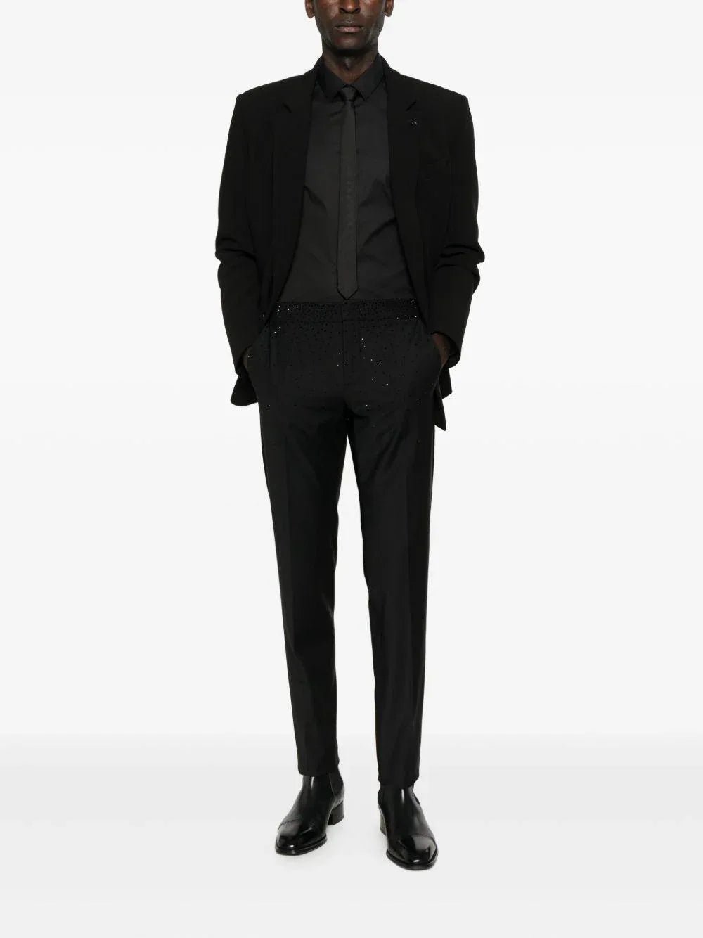 Pantaloni neri slim con strass - Preludio Moda