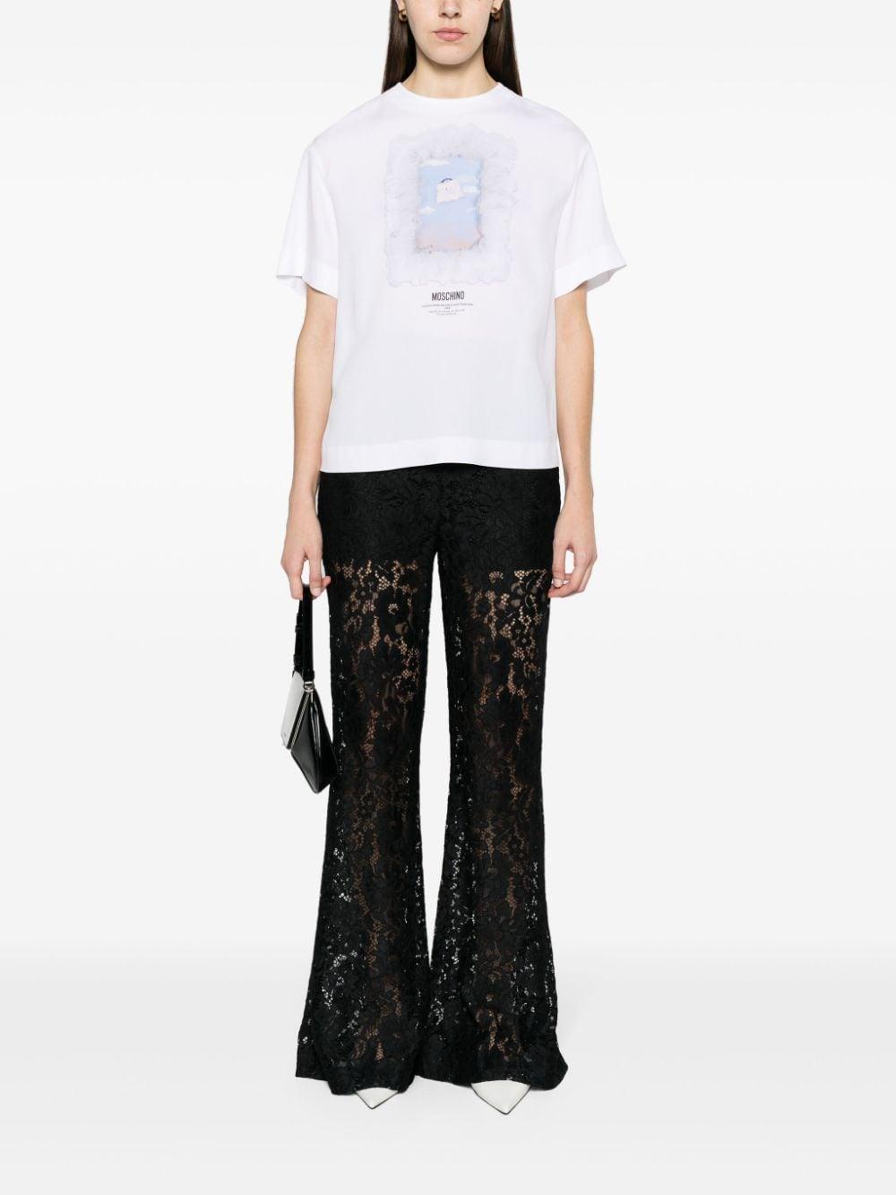 T-shirt bianca con stampa A02160433 1001 MOSCHINO