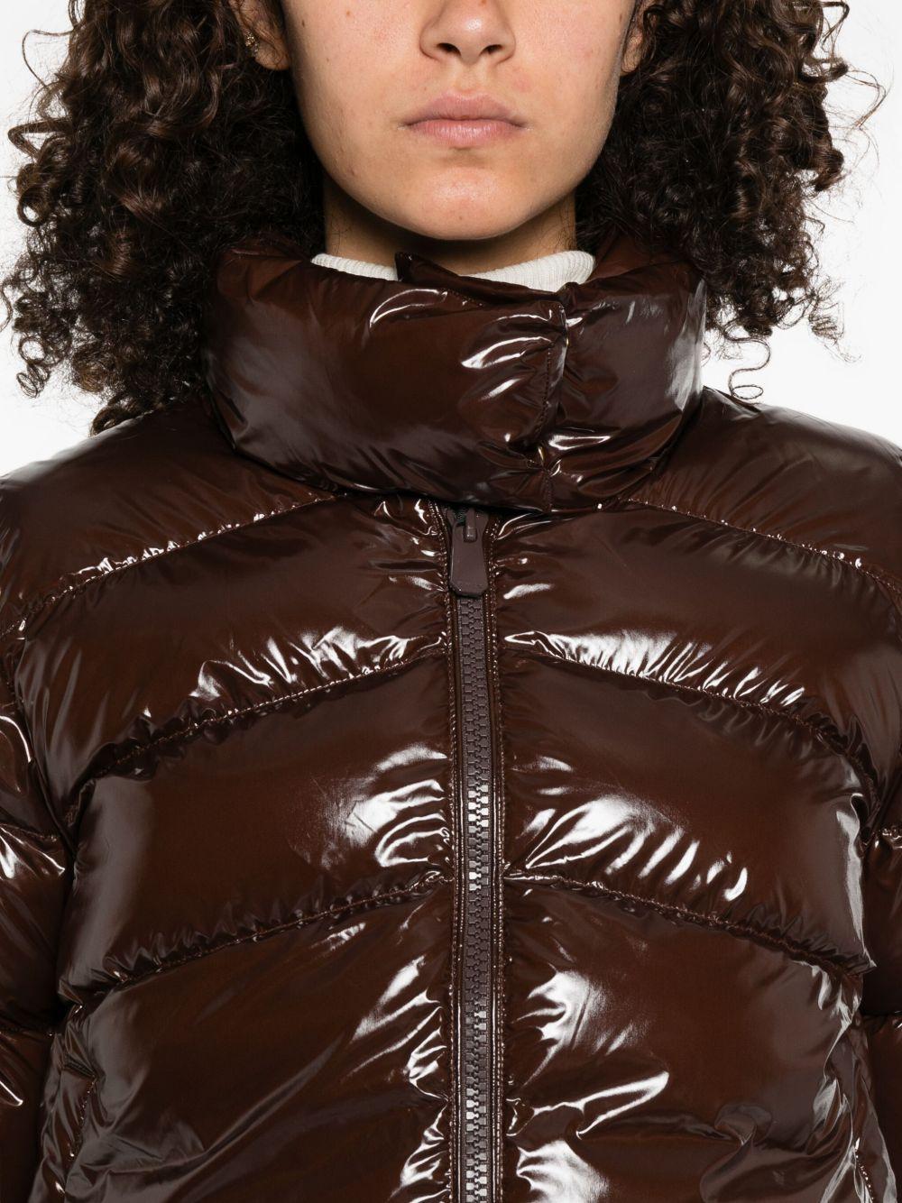 Giacca trapuntata marrone con collo a imbuto e zip 101598A2P7 M22 PINKO