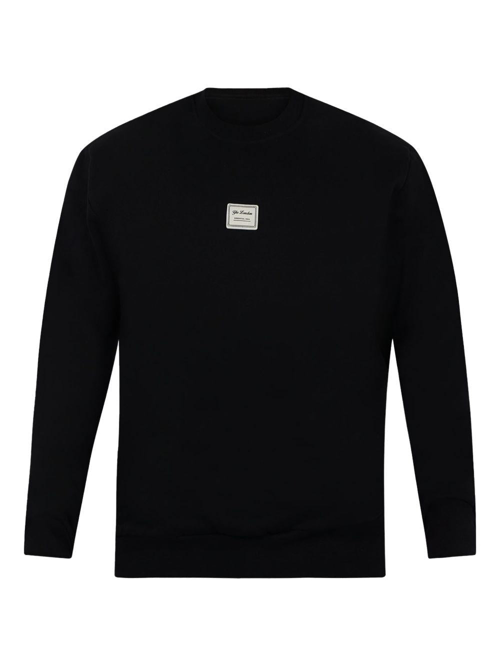 Felpa nera baisc mini patch frontale XMF3917 NERO YES LONDON