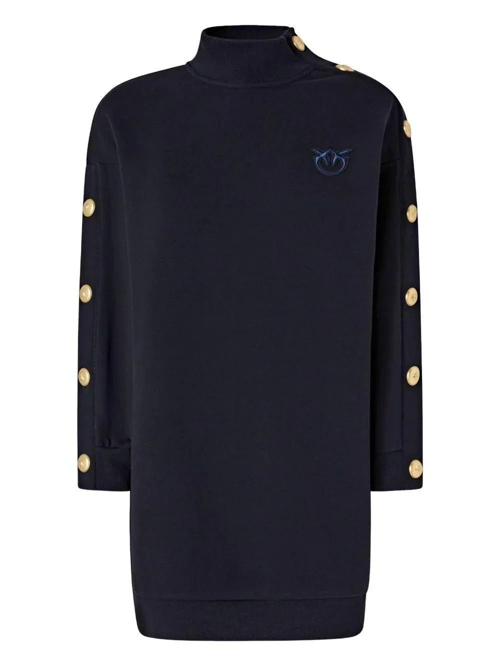 Abito corto con collo alto e logo ricamato - Preludio Moda