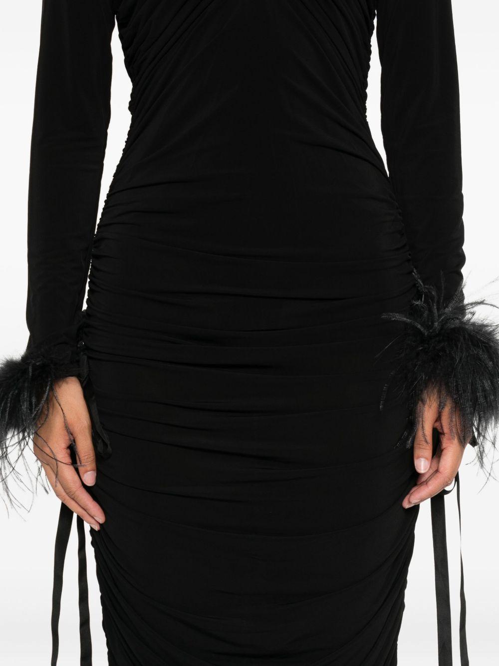 Abito midi nero con decorazione in piume 105780A2GS Z99 PINKO