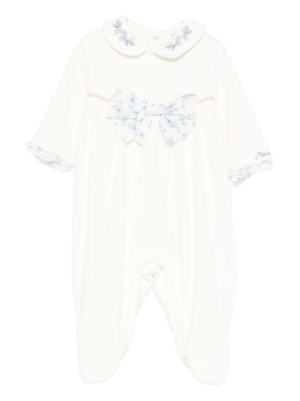 Tutina panna a fiori con colletto Peter Pan 35F2086002 0151 MONNALISA KIDS