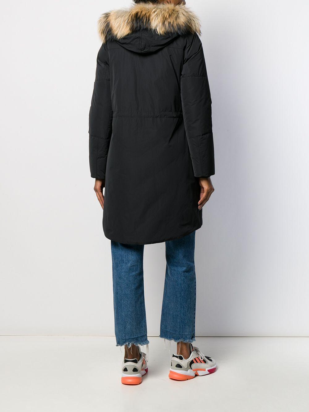 Parka nero lungo con pelliccia