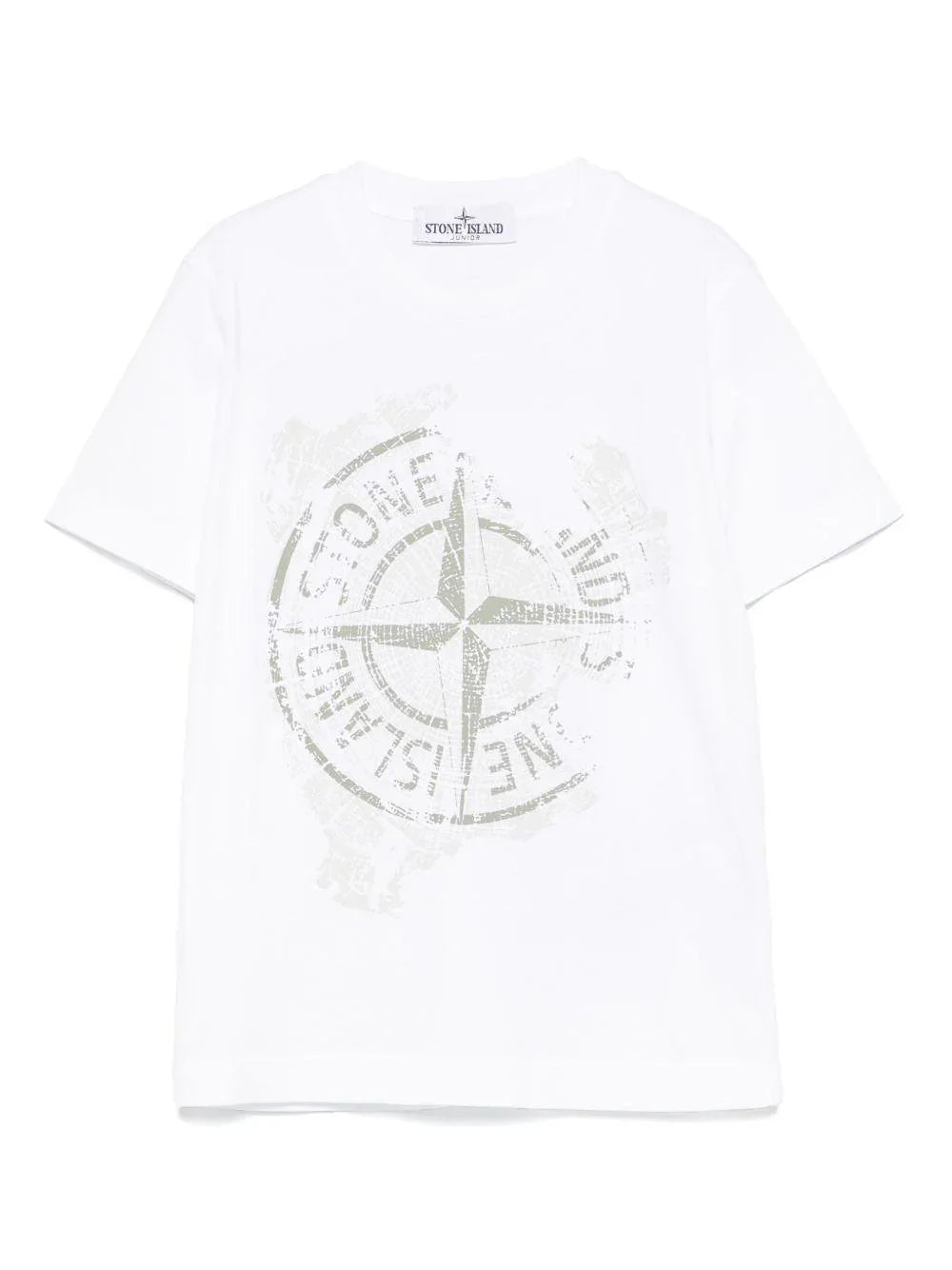 T-shirt bianca logo compass frontale - Preludio Moda