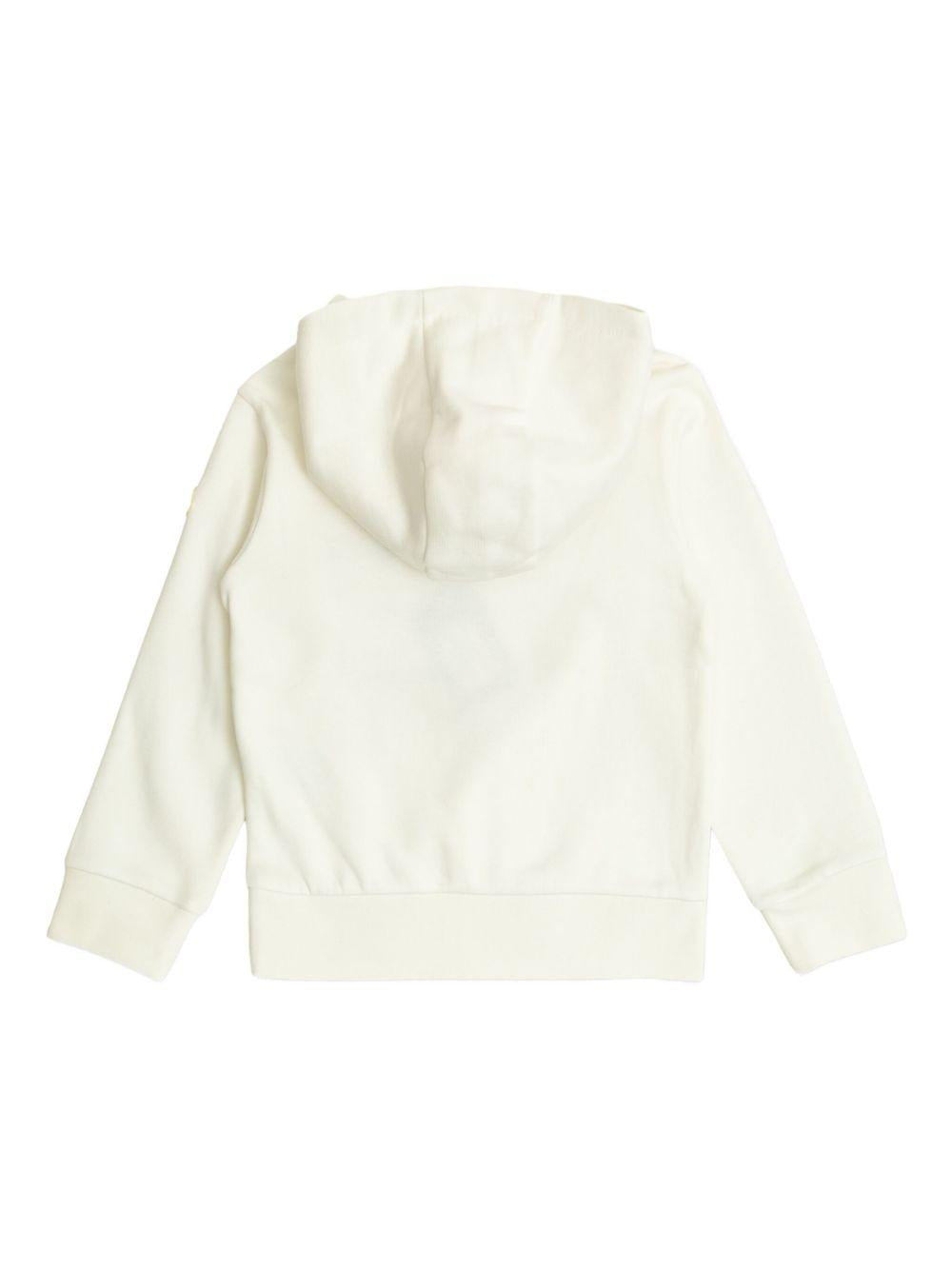 Felpa Bianca con Cappuccio e Motivo Logato K29548G00012899PS 034 MONCLER KIDS
