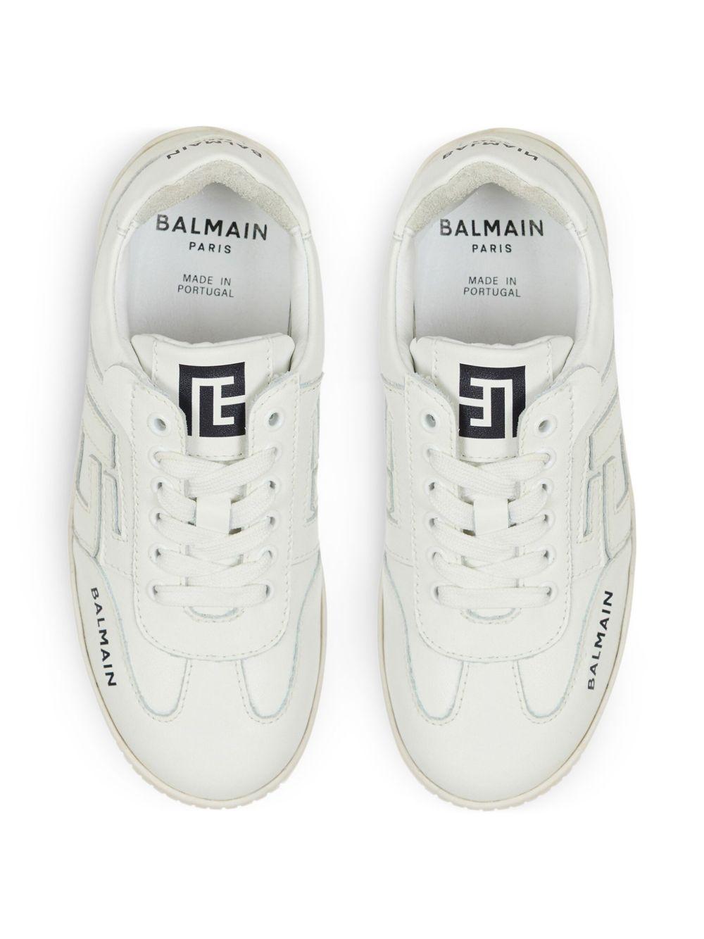 Sneakers Bianche in Pelle con Logo Laterale BX0Q16Z1574 100 BALMAIN KIDS