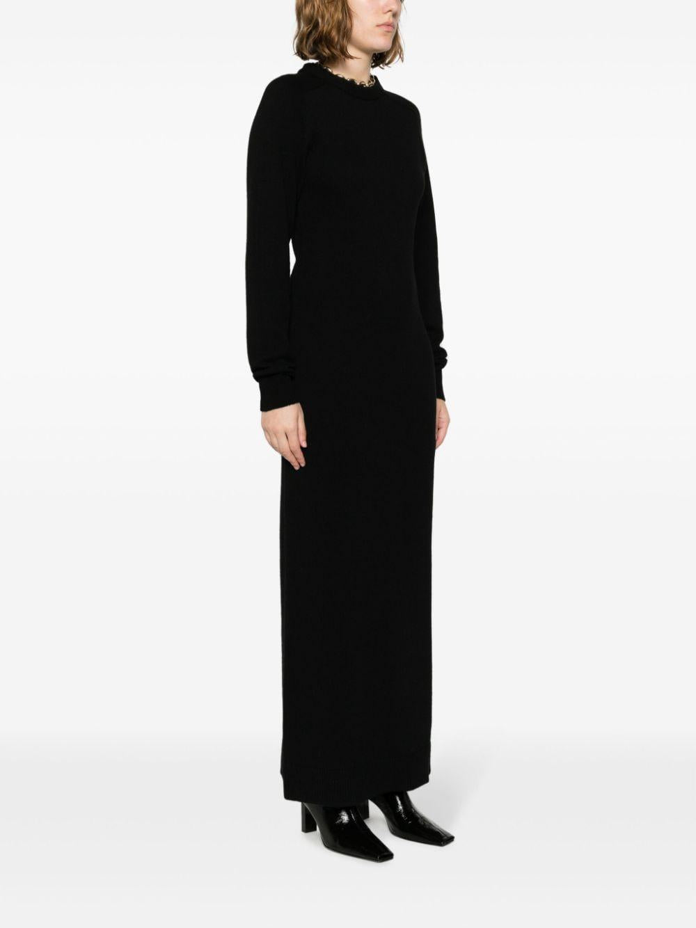 Abito in maglia collo gioiello nero lana