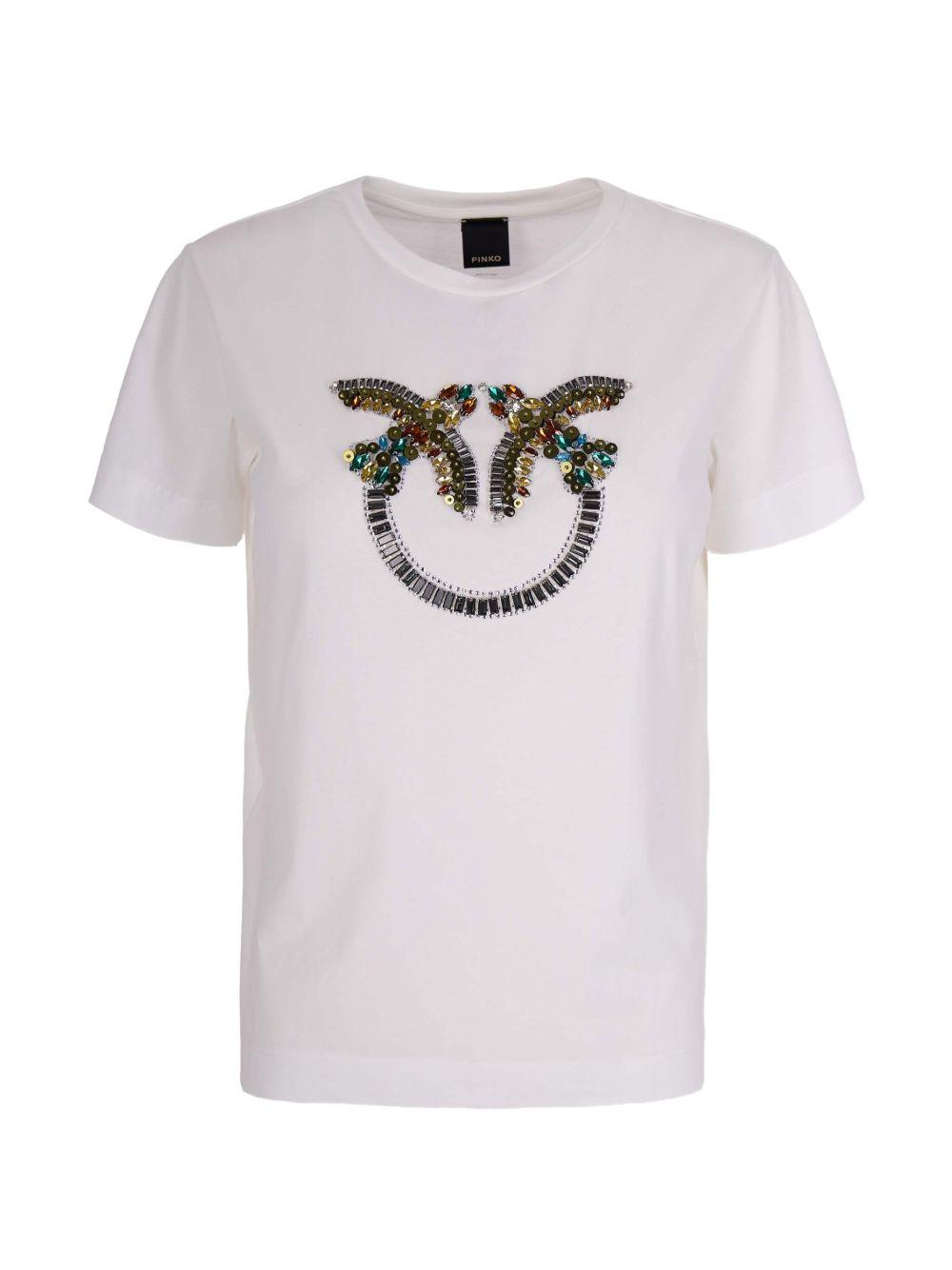 T-shirt con applicazioni gioiello 100535A33F Z05 PINKO