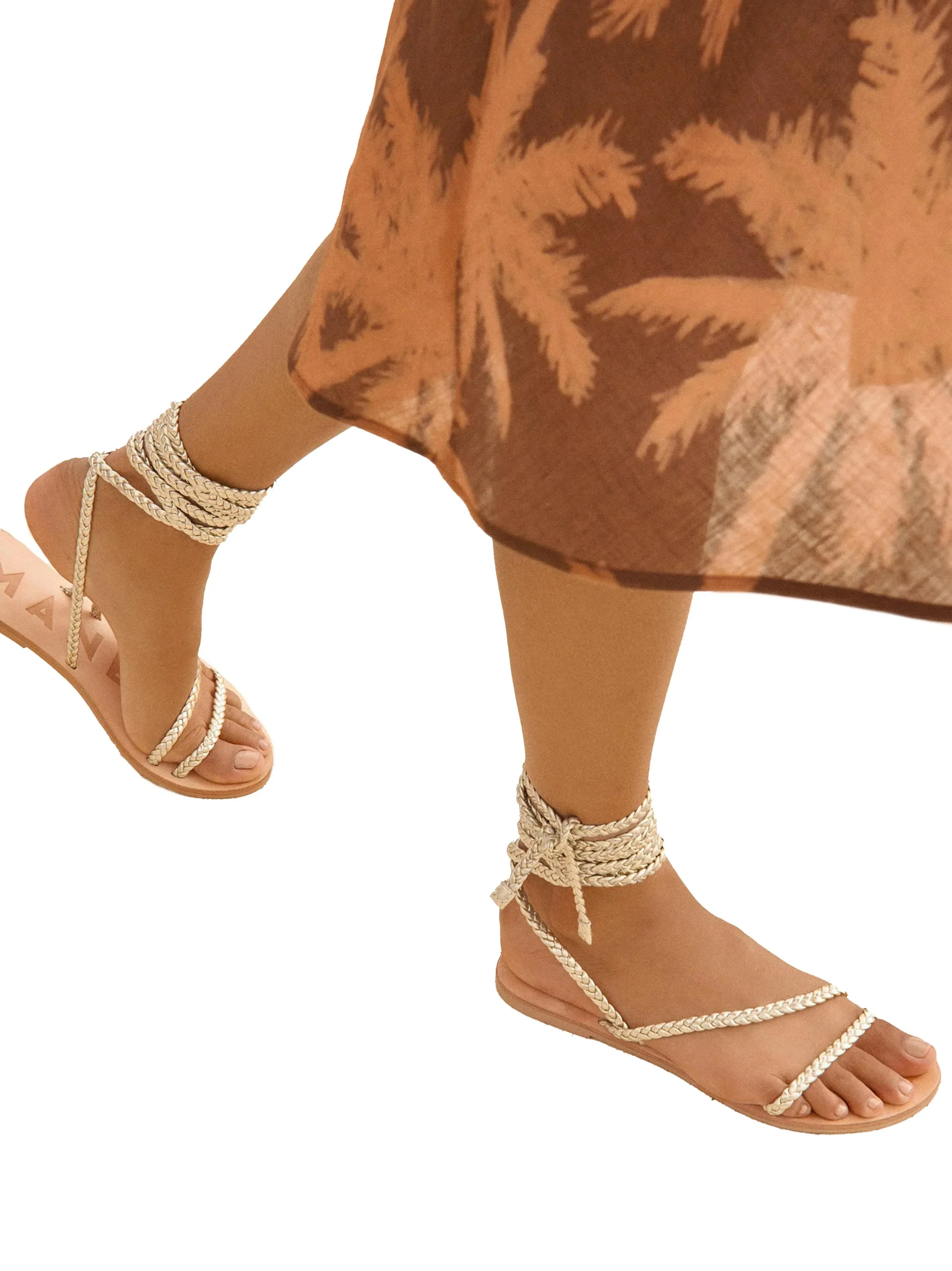 Sandali Multi Fasce Treccia Canyon Platino - Preludio Moda