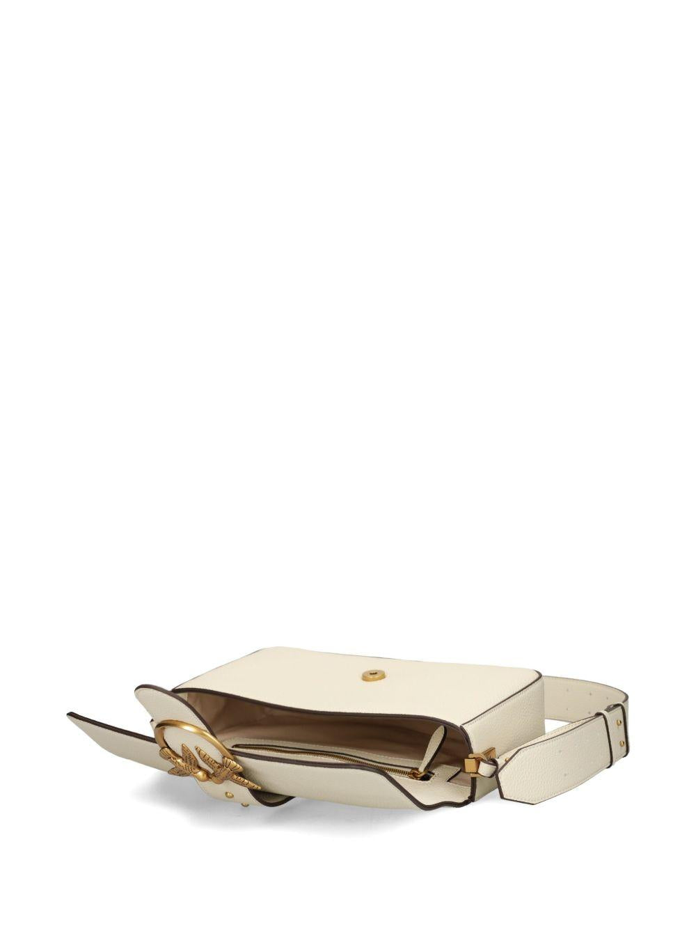 Borsa bianco oro con borchie e tracolla regolabile 104524A2OX Z14Q PINKO