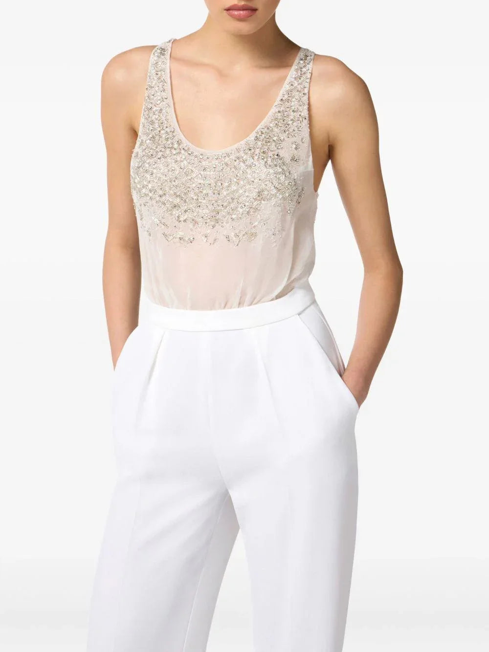 Tuta Intera Smanicata con Decorazione in Cristalli - Preludio Moda